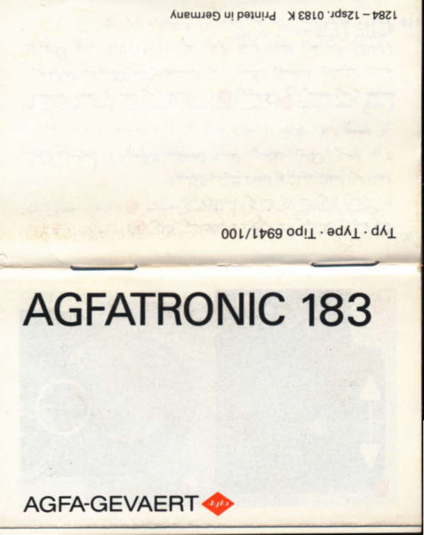 Agfa Agfatronic 183 manual cover