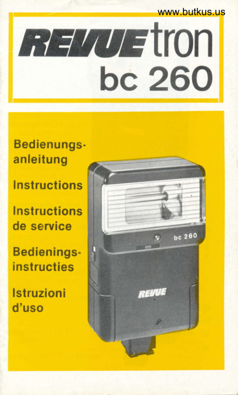 REVUE TRON bc 260 manual cover