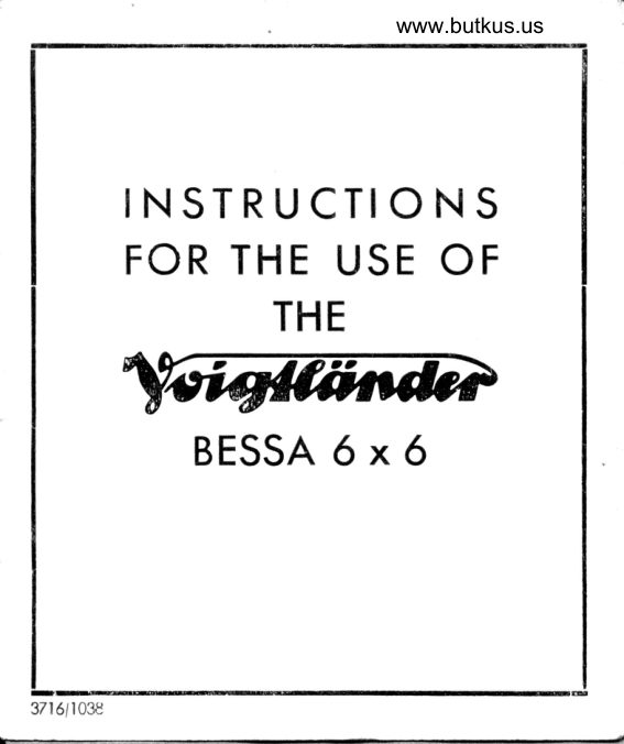 Voigtlander Bessa 6X6 manual cover