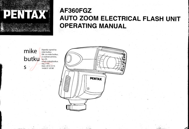 Pentax AF 360 FGZ manual cover