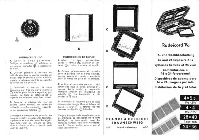 Rolleicord Va 16 and 24 Exposure Kits manual cover