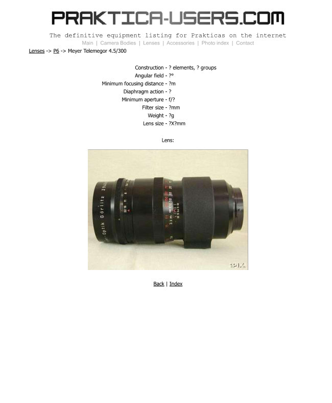 Praktica Meyer Telemegor 4.5/300 manual cover