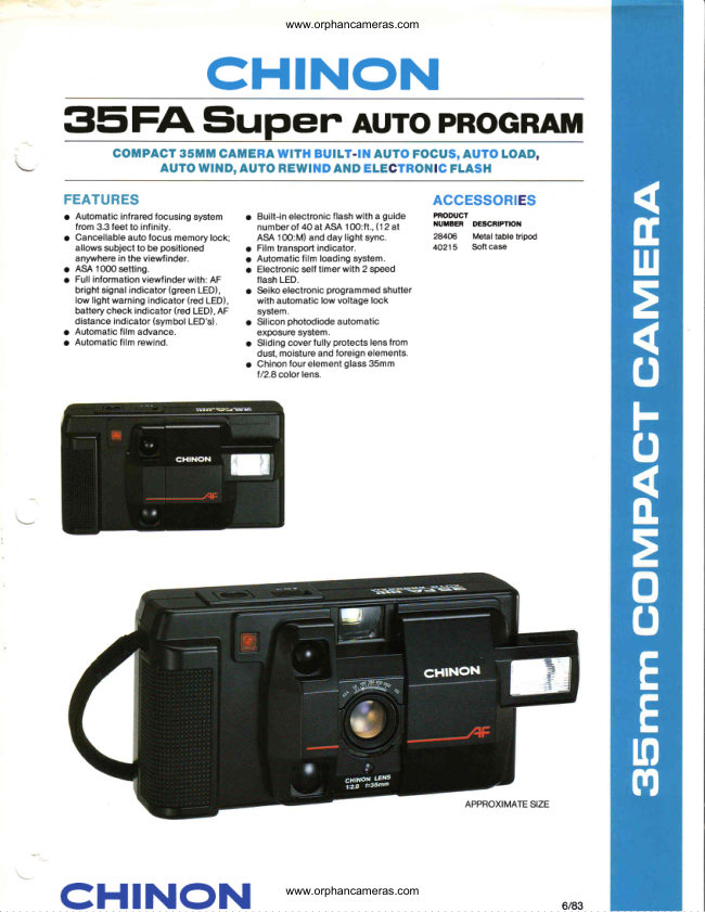 Chinon 35FA Super Auto Program manual cover