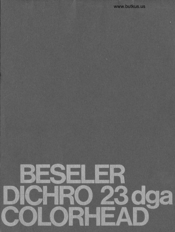 Beseler Dichro 23 dga Colorhead manual cover