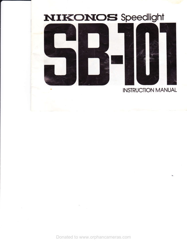 Nikon Nikonos Speedlight SB-101 manual cover