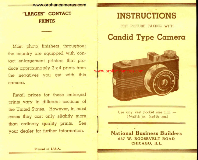 Candid Type Camera manual cover