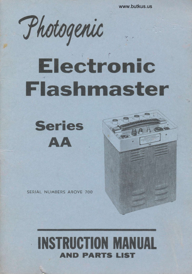 Photogenic Electronic Flashmaster Series AA manual cover
