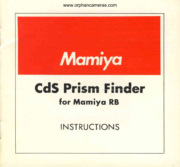Mamiya RB CdS Prism Finder manual cover