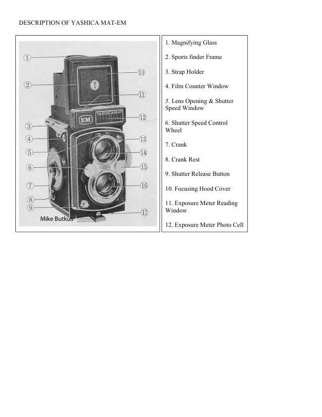 Yashica Mat EM manual cover