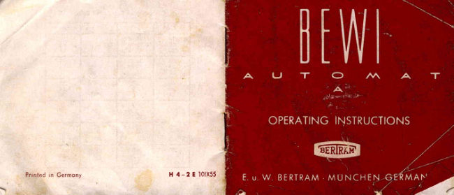 BEWI Automat A light meter manual cover