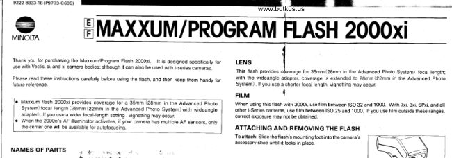 Minolta Maxxum Program 2000Xi manual cover