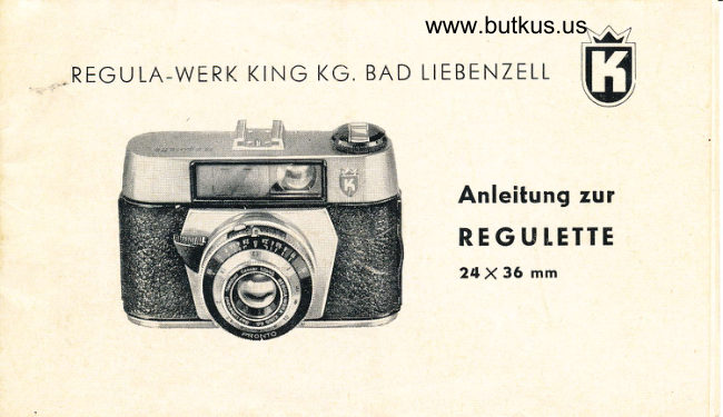 King Regulette manual cover