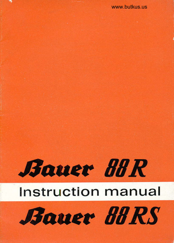 Bauer 88R / 88RS manual cover