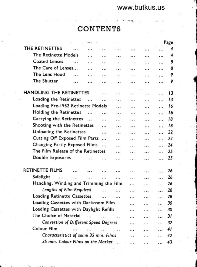 Kodak Retinette Booklet (different models) manual cover