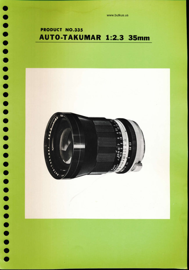 Pentax Auto Takumar 35mm F2.3 manual cover