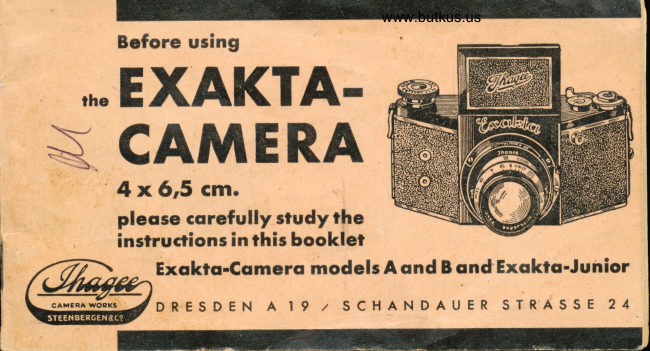 Exakta-Camera manual cover