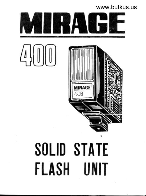 Mirage 400 flash Standard hotshoe flash manual cover