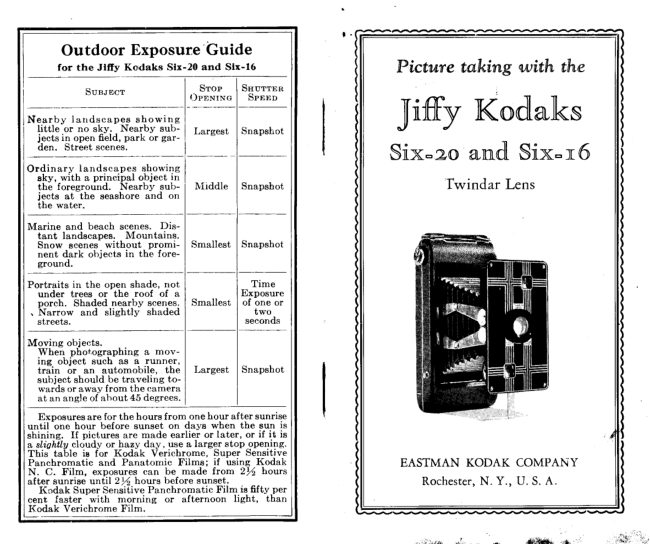 Kodak Jiffy Six-20 Six-16 manual cover