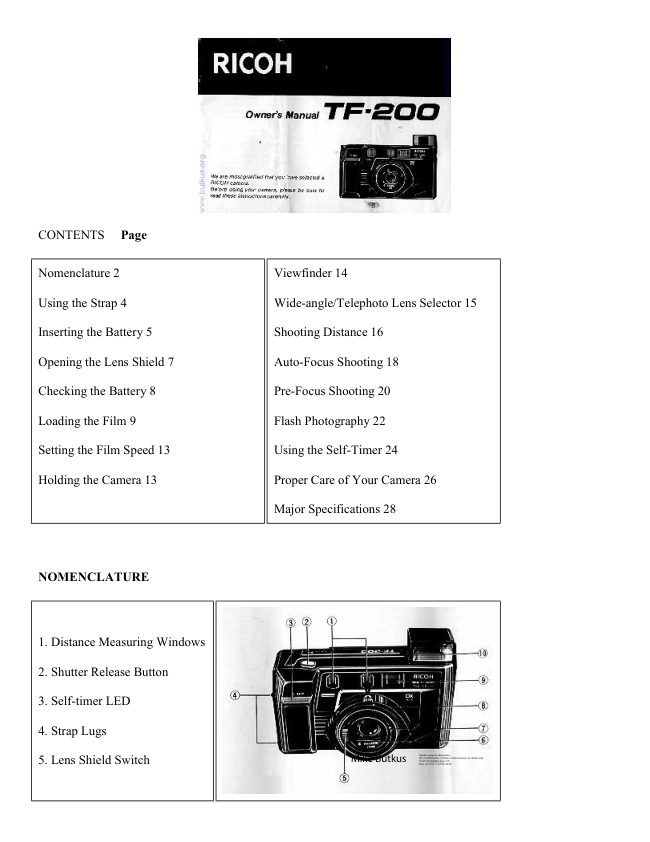 Ricoh TF-200 manual cover