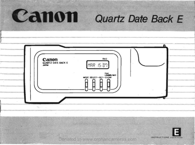 Canon data back E manual cover