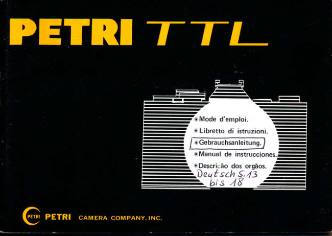 Petri TTL handleiding Iemand heeft Nederlandse instructies toegevoegd manual cover