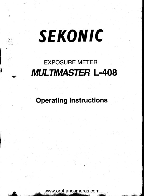 Sekonic L-408 Light Meter manual cover