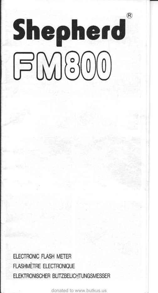 Shepherd FM-800 manual cover