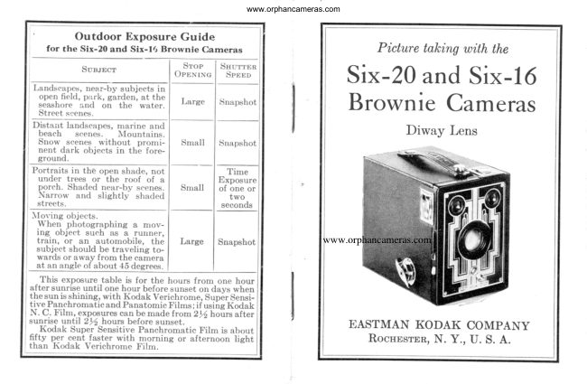 Kodak Brownie Six 20 Six-16 manual cover