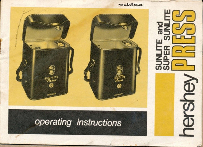 Hershey Sunlite and Super Sunlite Press manual cover
