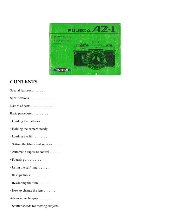 Fujica AZ-1 manual cover