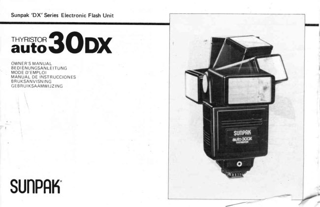 Sunpak Auto 30DX (Thyristor) manual cover