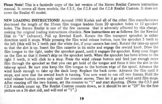 Updated 1980 film loading as Kodak reduced the length of the film lead manual cover