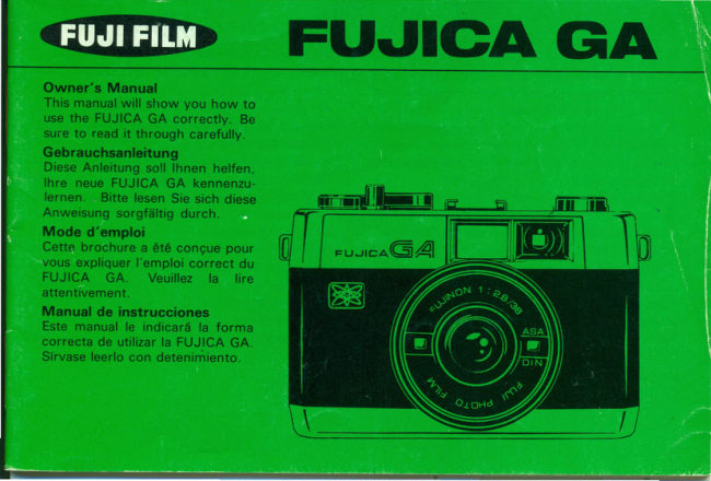 Fujica GA manual cover