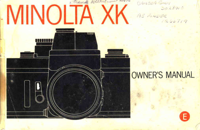 Minolta XK manual cover