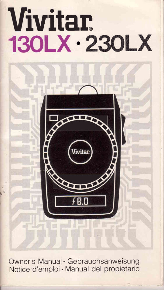 Vivitar 130LX - 230LX manual cover