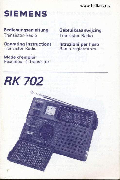 Siemens Rk 702 Radio Lang manual cover