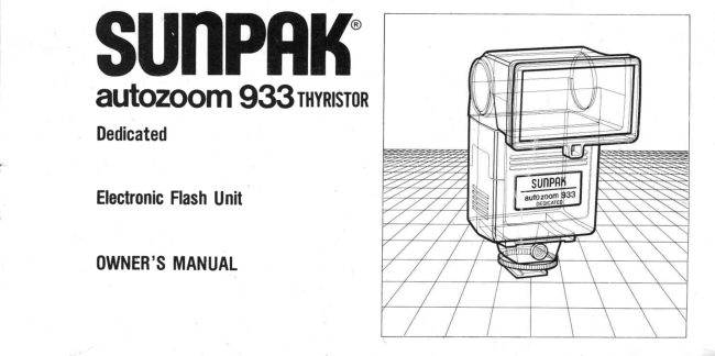 Sunpak Auto zoom 933 instructions manual cover