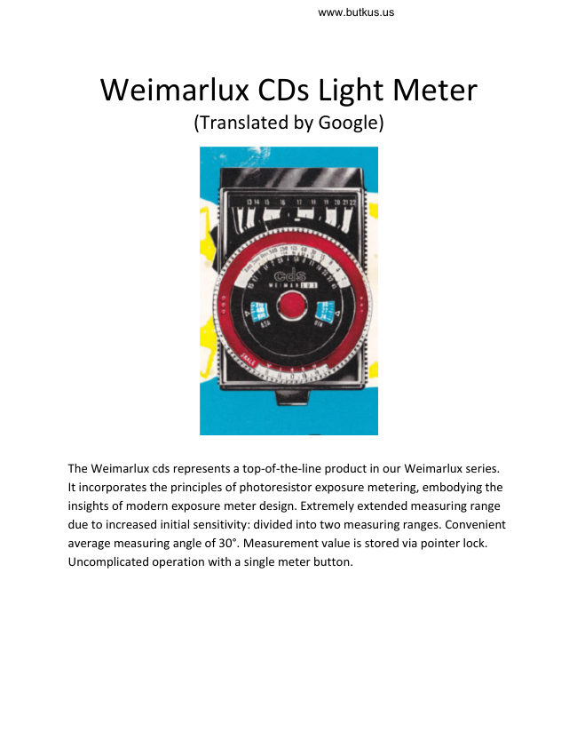 Weimar Lux CDs translate manual cover