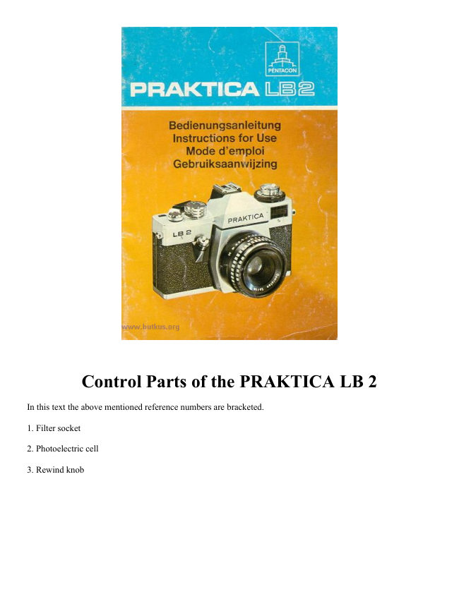 Praktica LB2 manual cover