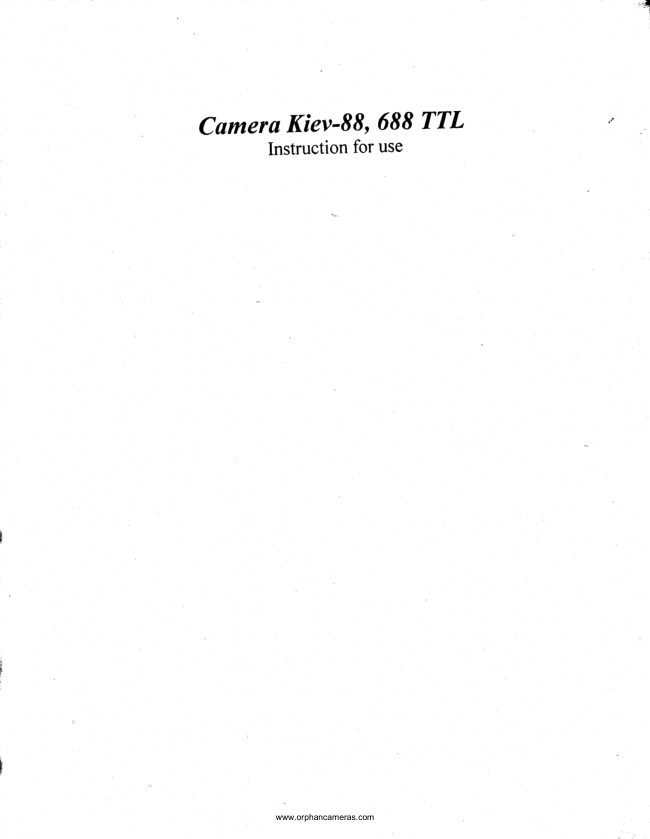 Kiev 88 / Kiev 88 TTL instructions for use manual cover
