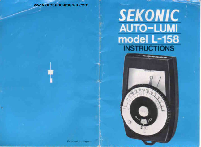 PSekonic Auto-Lumi model L-158 manual cover