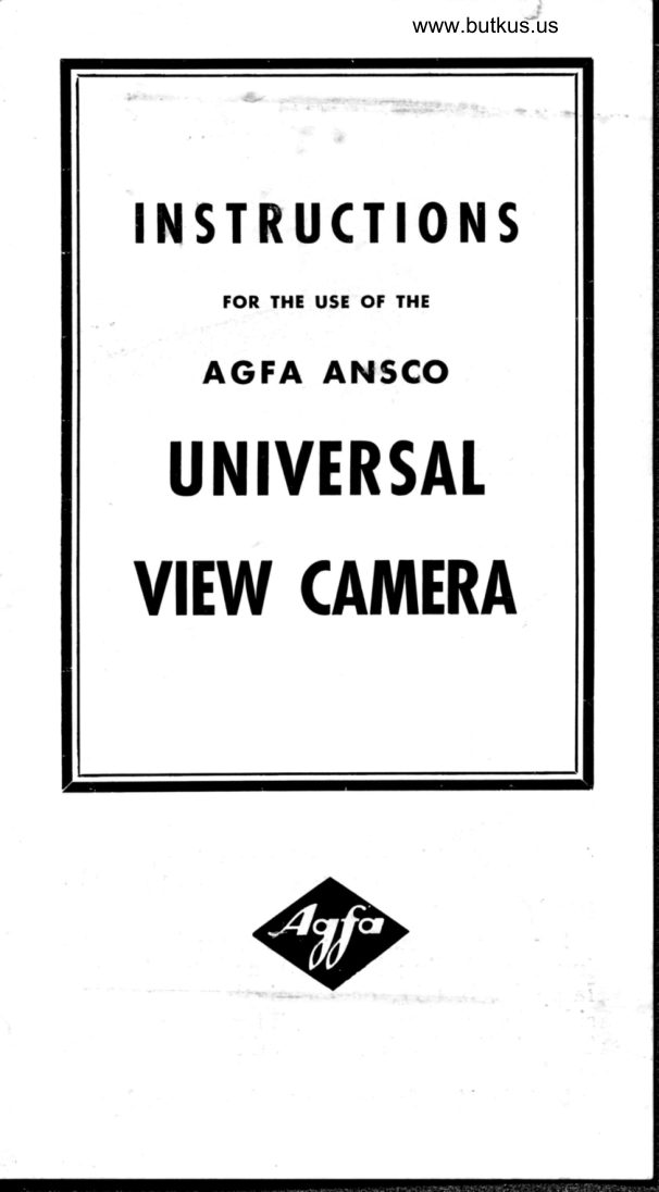 Agfa Ansco Universal View Camera manual cover