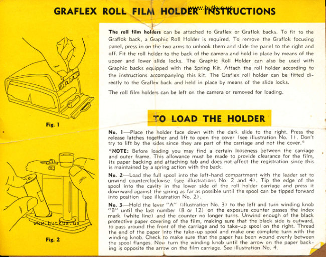 Graflex Roll Film Holder manual cover