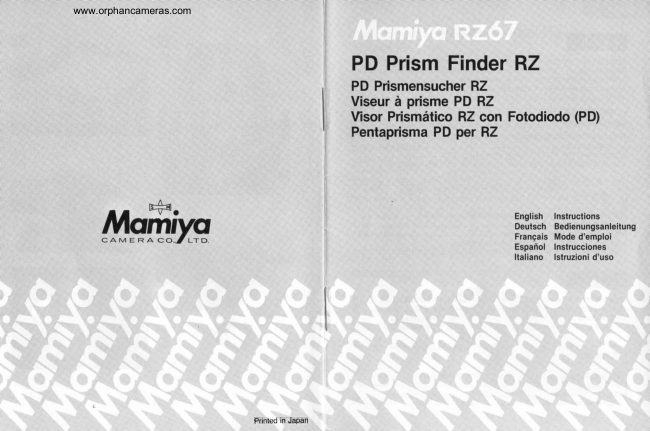 Mamiya RZ PD Finder manual cover