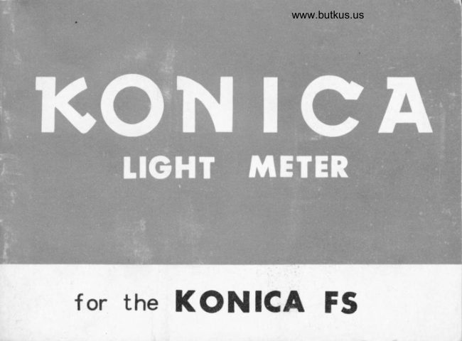 Konica Light Meter for FS manual cover