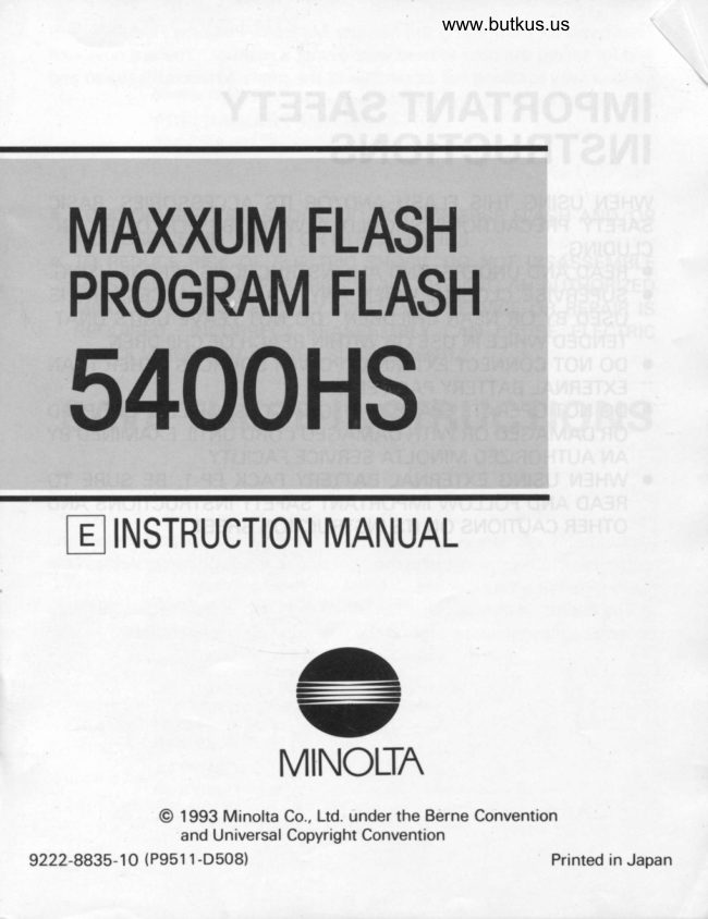 Minolta Maxxum 5400HS flash manual cover
