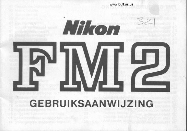 Nikon FM2 Gebruiksaanwijzing manual cover