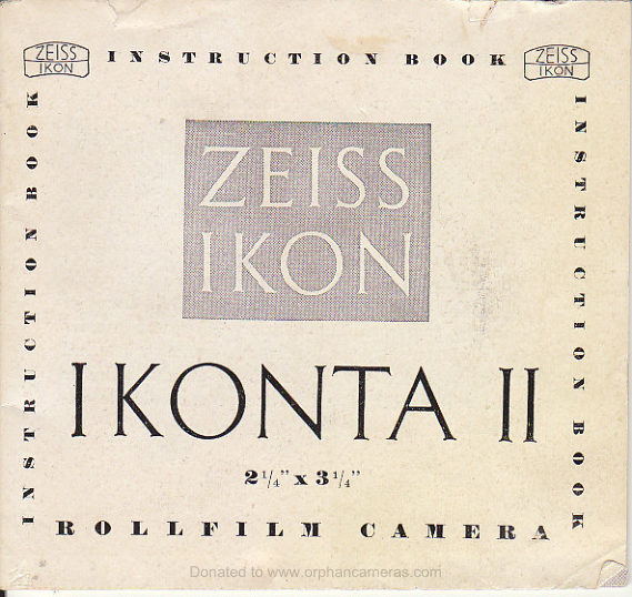Zeiss Ikon Ikonta II manual cover