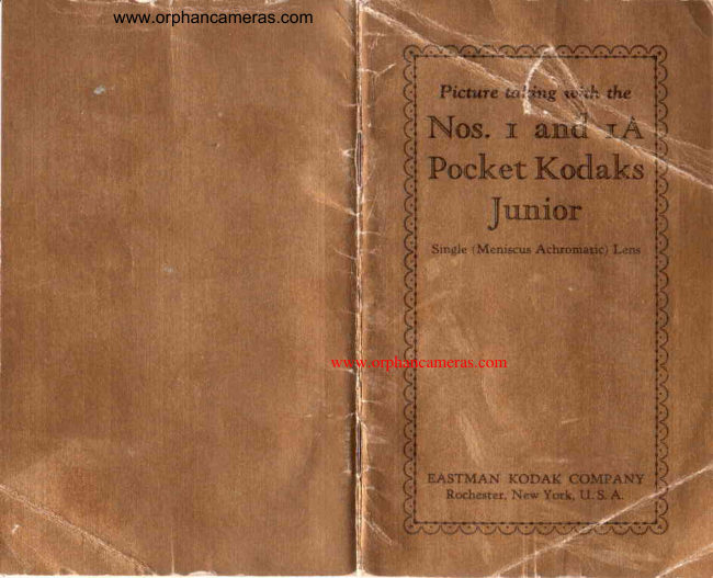 Kodak Pocket Junior No. 1 and 1A manual cover
