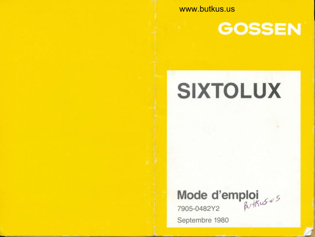 Gossen Sixtolux manual cover